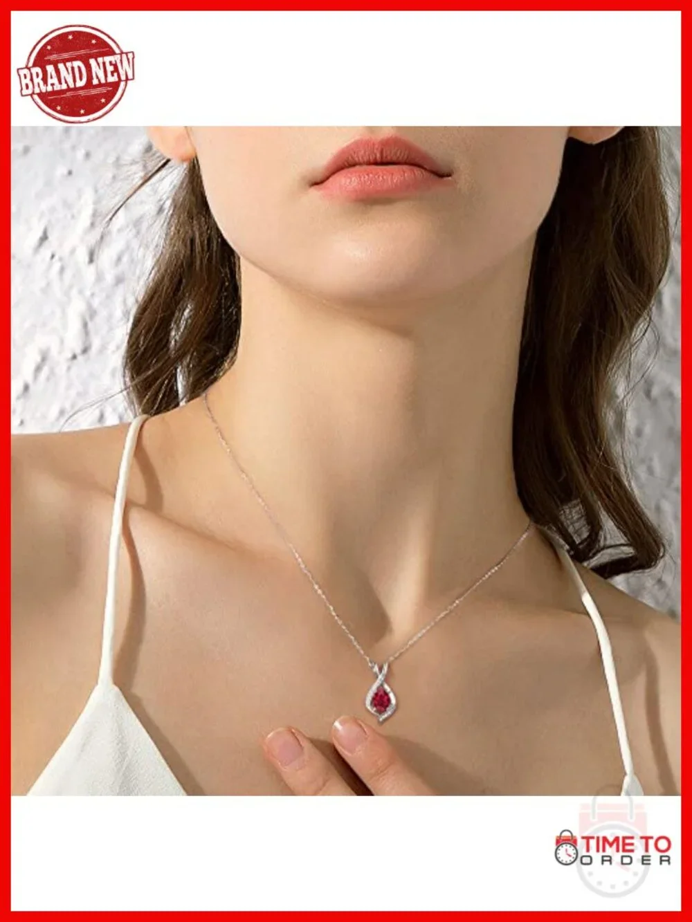 925 Sterling Silver Birthstone Pendant Necklace with Oval Cubic Zirconia Charm